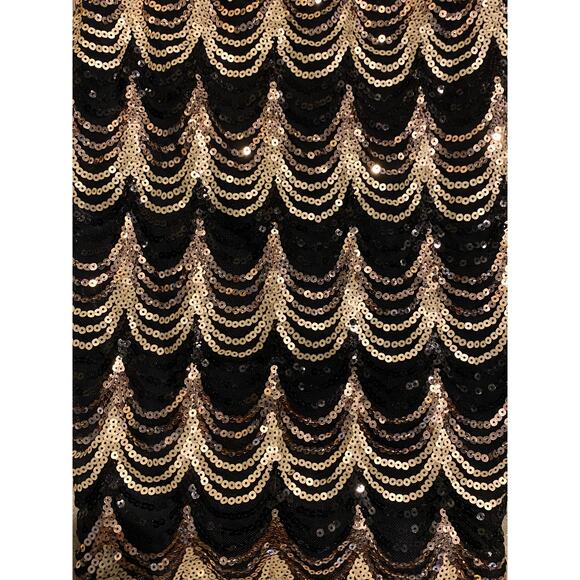 Crystal Doll Sequin Bodycon Mini Dress Small Black Gold Cocktail Party Glam NYE - Picture 8 of 15